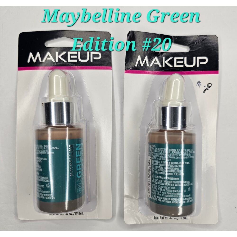 MAYBELLINE Green Edition #20 Super Drop Tinted Oil Makeup Foundation Bundle of 2